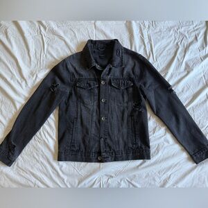 Men's Black Distressed Denim Jacket